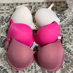 PINK Victoria's Secret Bra Trio - Fuchsia, Cream, and Mauve